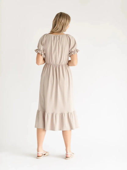 Edith Puff Sleeve Midi Dress