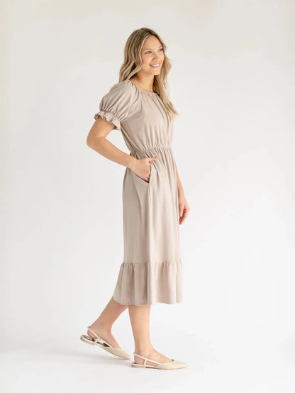 Edith Puff Sleeve Midi Dress