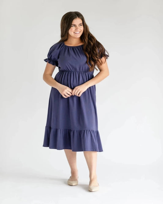 Edith Puff Sleeve Midi Dress